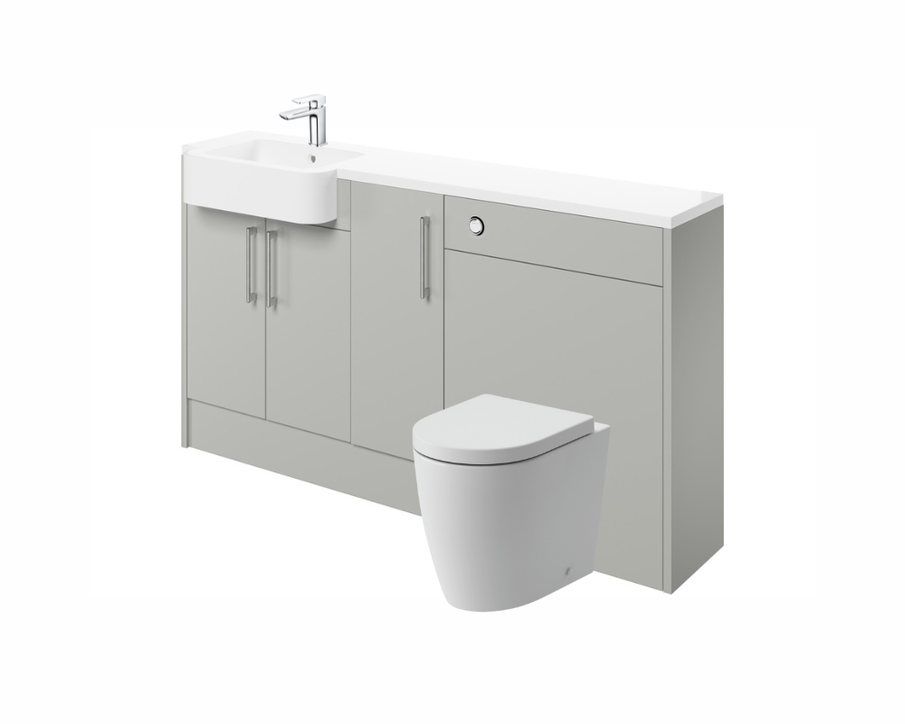 Zaira 1542mm Basin  WC & 1 Door Unit Pack (LH) - Light Grey Gloss