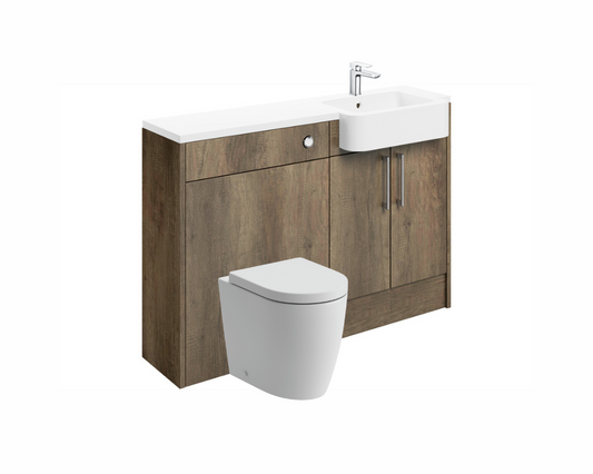 Zaira 1242mm Basin & WC Unit Pack (RH) - Nebraska Oak