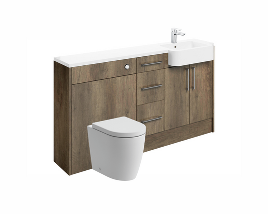 Zaira 1542mm Basin  WC & 3 Drawer Unit Pack (RH) - Nebraska Oak