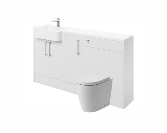 Zaira 1542mm Basin  WC & 1 Door Unit Pack (LH) - White Gloss