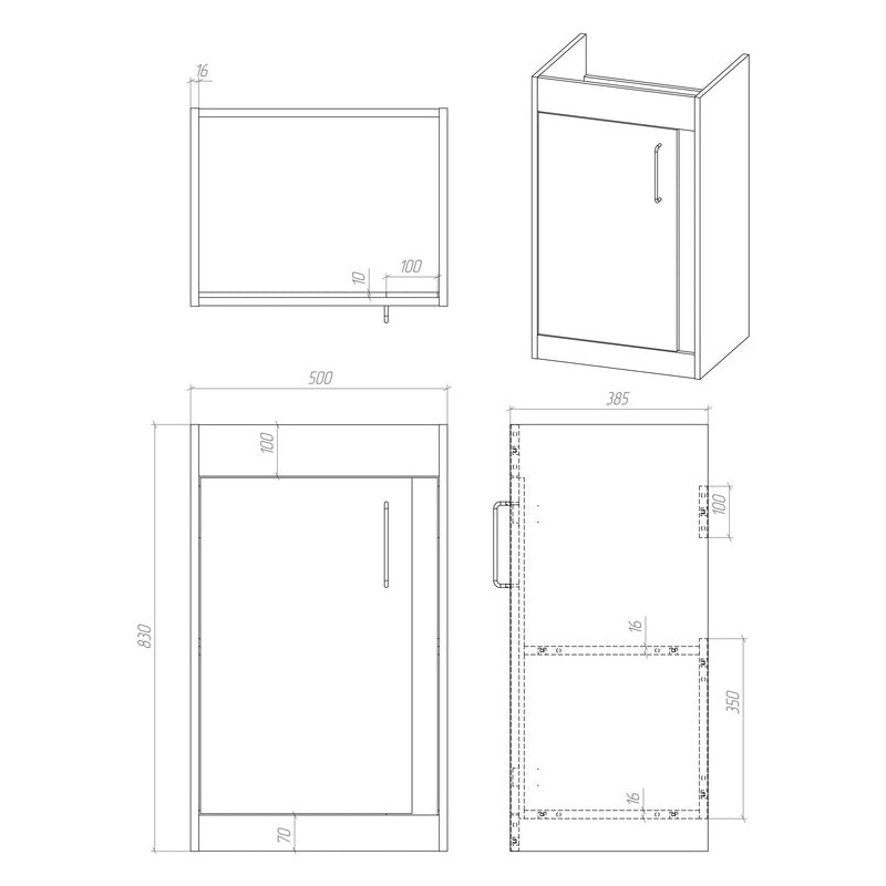 Aida 500mm Floor Standing Vanity Unit - Matt Conifer Green & Brushed Brass Handle