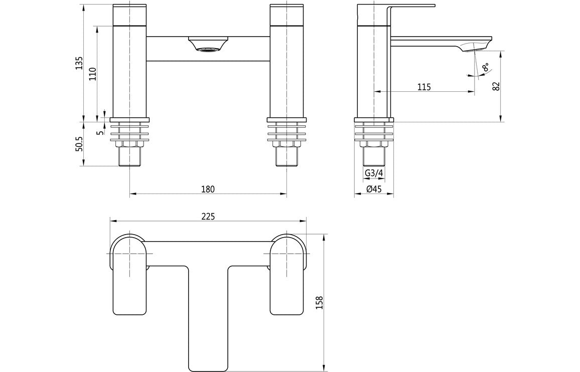 Amo Chrome Bath Filler Mixer Tap