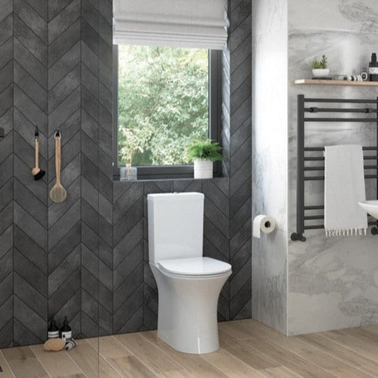 Anna Rimless Close Coupled Open Back WC & Soft Close Toilet Seat