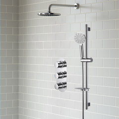 Carlo Round Shower Pack - Two Outlet with Riser & Overhead Kit