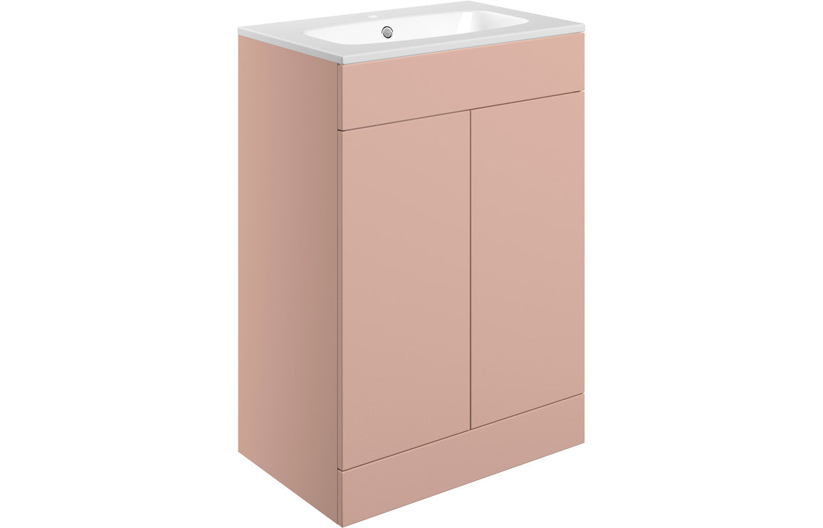 Valente 615mm Floor Standing 2 Door Basin Unit & Basin - Matt Antique Rose