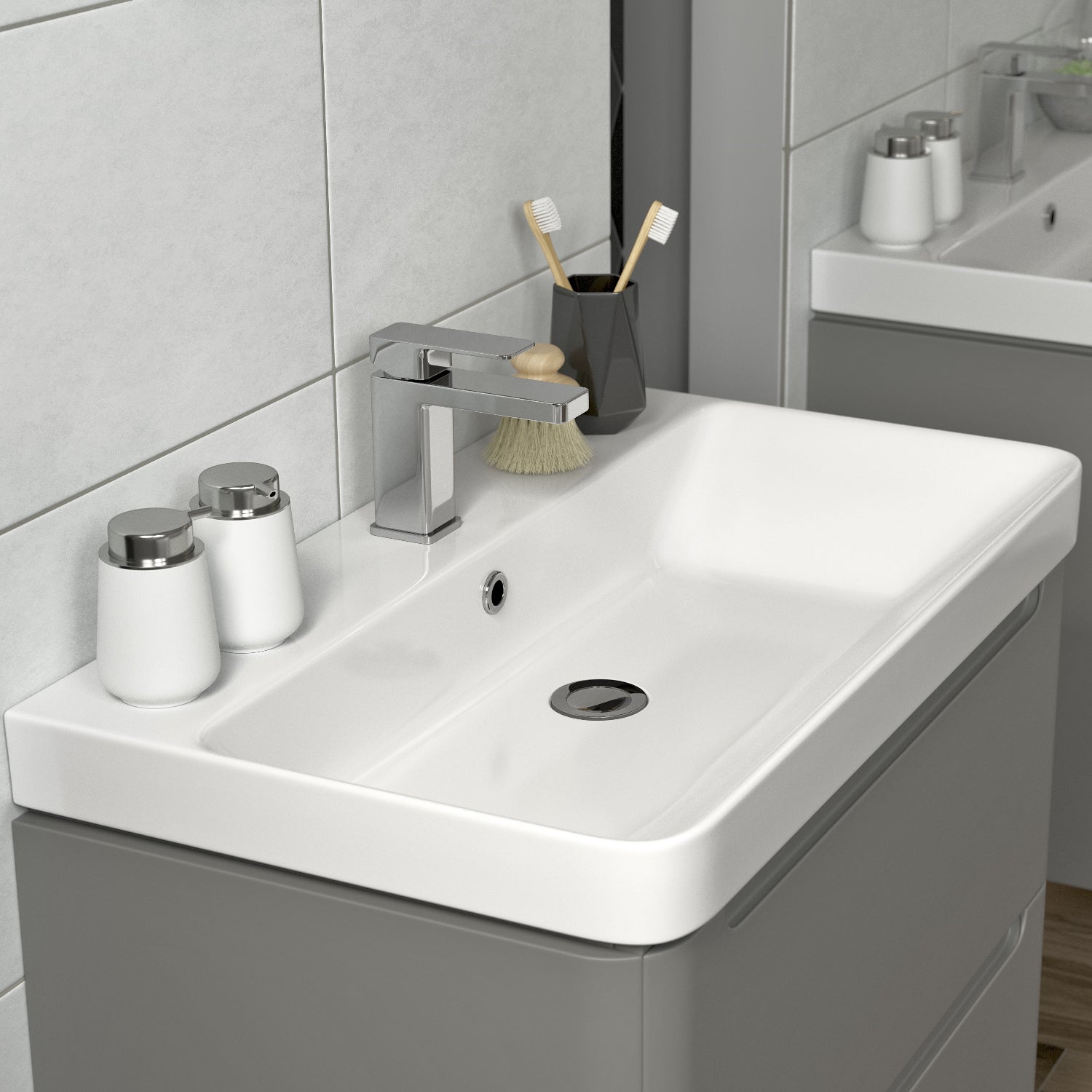 Calvino 600mm 2 Door Floor Standing Basin Unit - Matt Grey