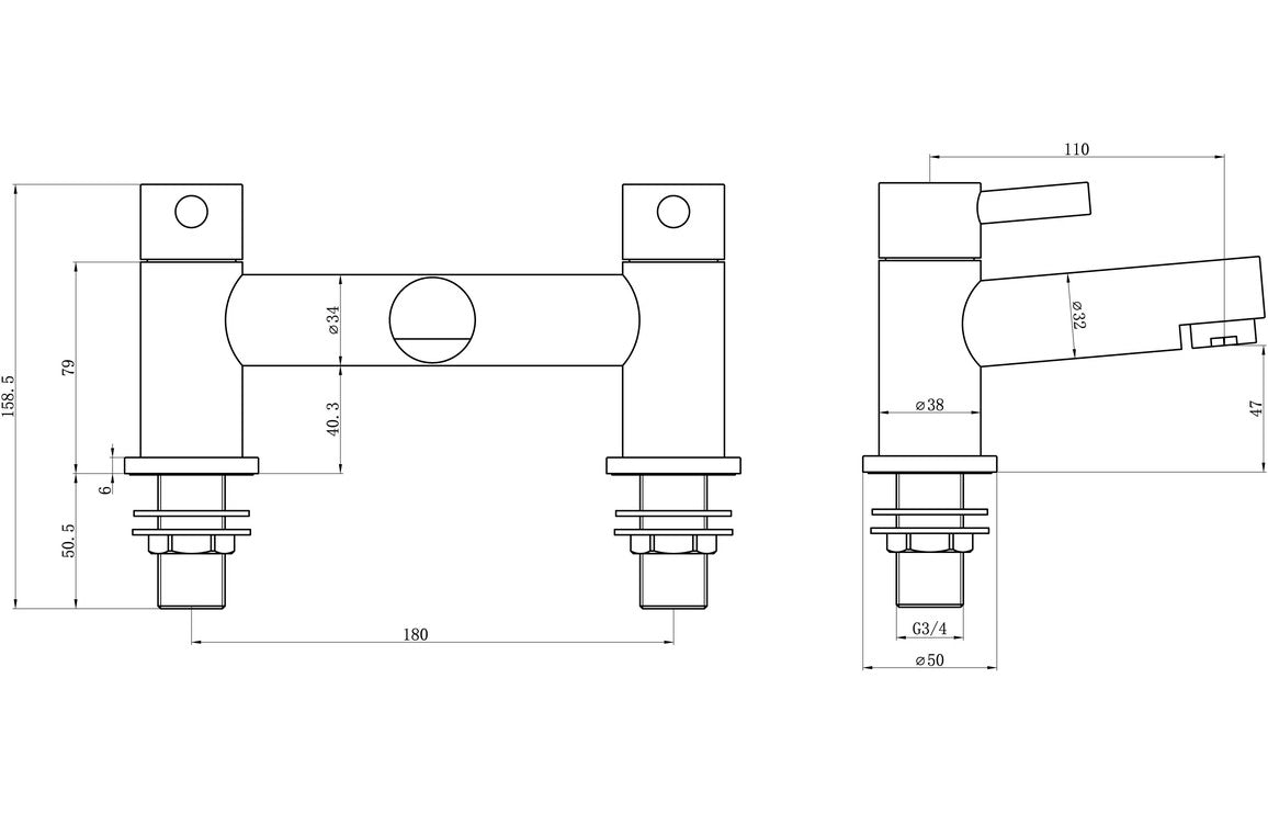 Lanzo Chrome Bath Filler Mixer Tap