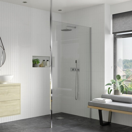 rosa 1000mm wetroom panel floor to ceiling pole, Alessio, Chrome, Shower Enclosures, Walk In Shower Enclosures, 1