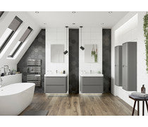 Calvino 600mm 2 Drawer Wall Hung Basin Unit - Matt Grey
