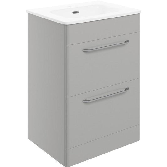 Bianca 610mm 2 Drawer Floor Unit & Basin - Grey Gloss