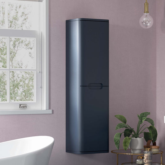 Calvino 350mm 2 Door Wall Hung Tall Unit - Matt Indigo