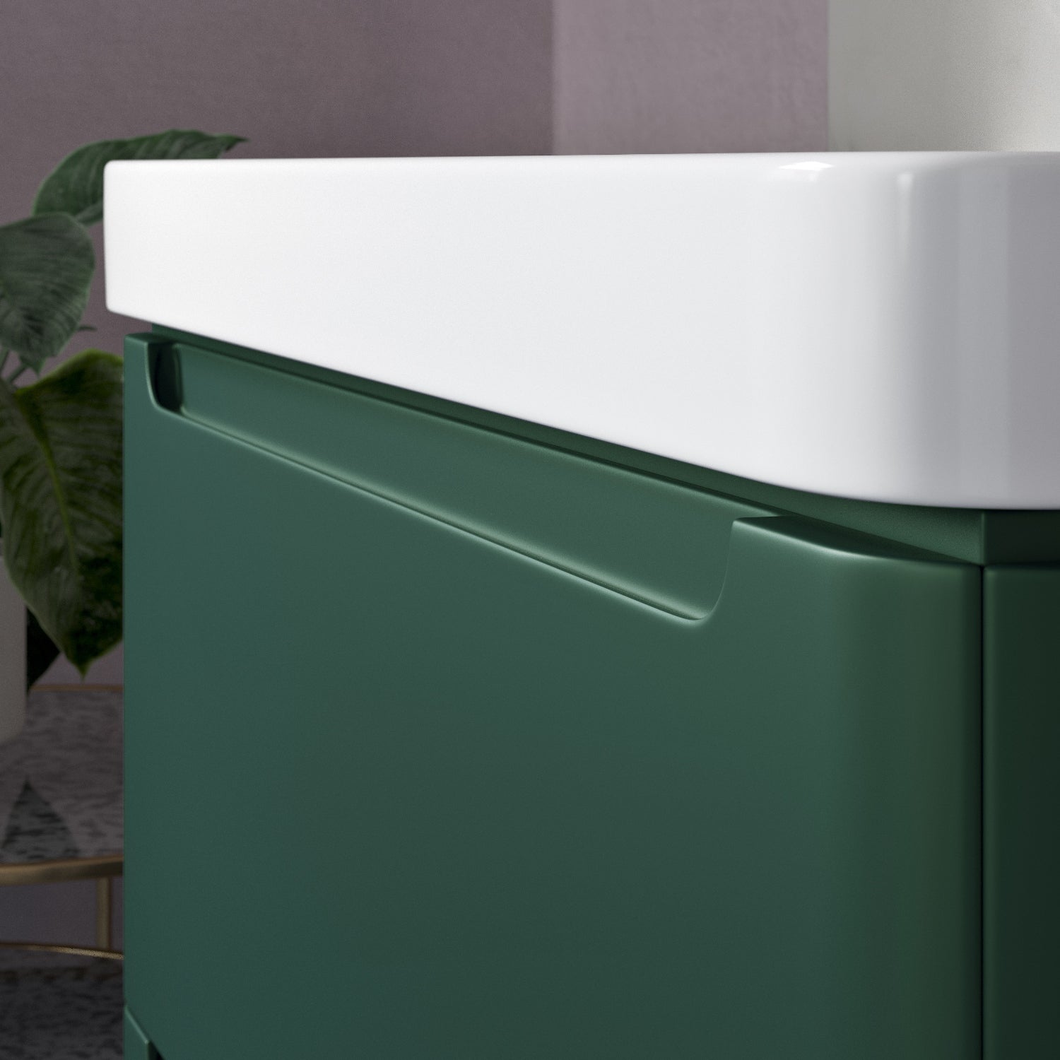 Calvino 600mm 2 Door Floor Standing Basin Unit - Matt Sage Green