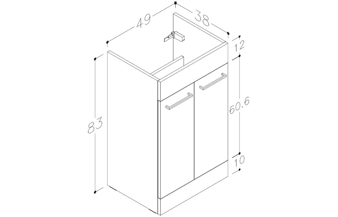 Vito 610mm Floor Standing 2 Door Basin Unit & Basin - White Gloss