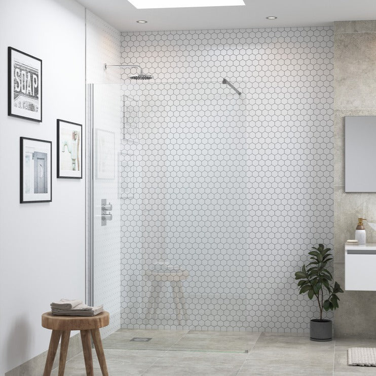 Rosa 1000mm Wetroom Panel With 800mm Side Panel & Support Bar