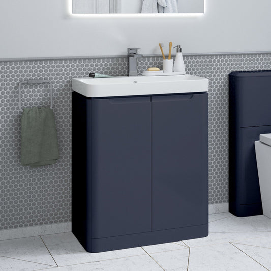 calvino 500mm 2 door floor standing basin unit matt indigo, Alessio, Sink Vanity Unit, Basin Unit, 1