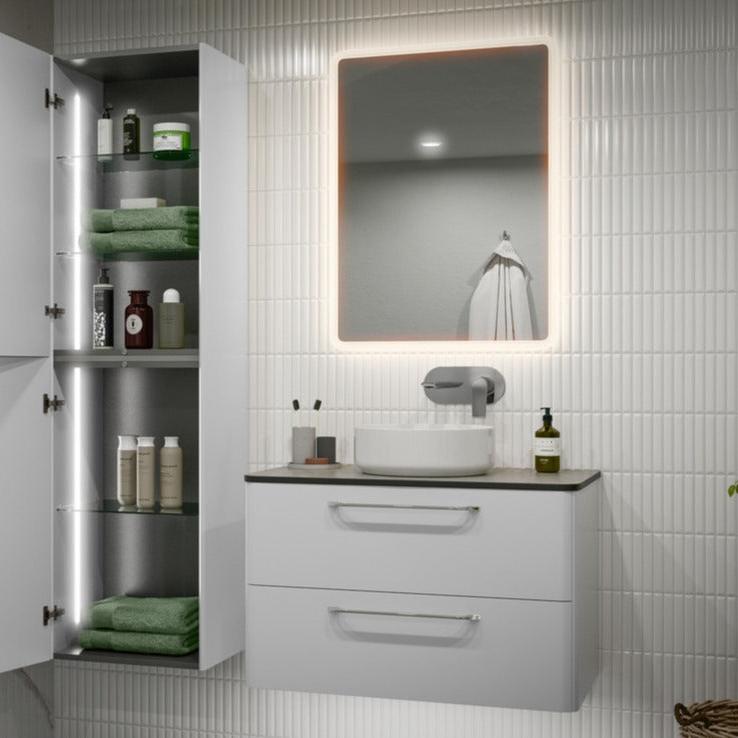 Bianca 810mm 2 Drawer Wall Unit & Basin - White Gloss