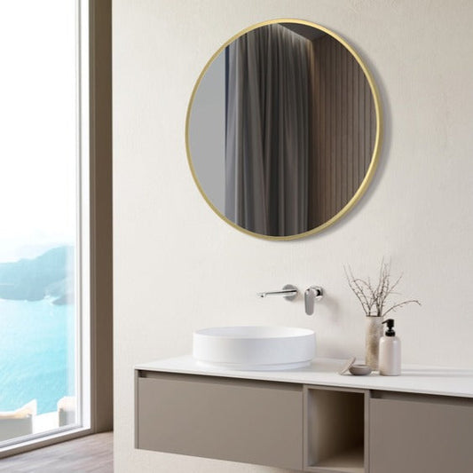 arto 600mm round mirror brushed brass, Alessio, Mirrors, Round Mirrors, Standard Bathroom Mirrors, 1