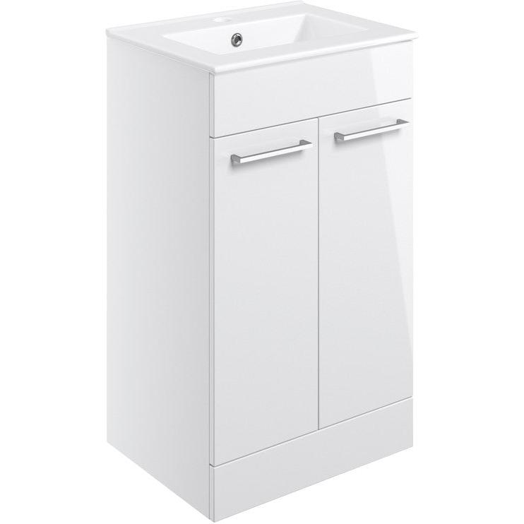 Vito 510mm Floor Standing 2 Door Basin Unit & Basin - White Gloss