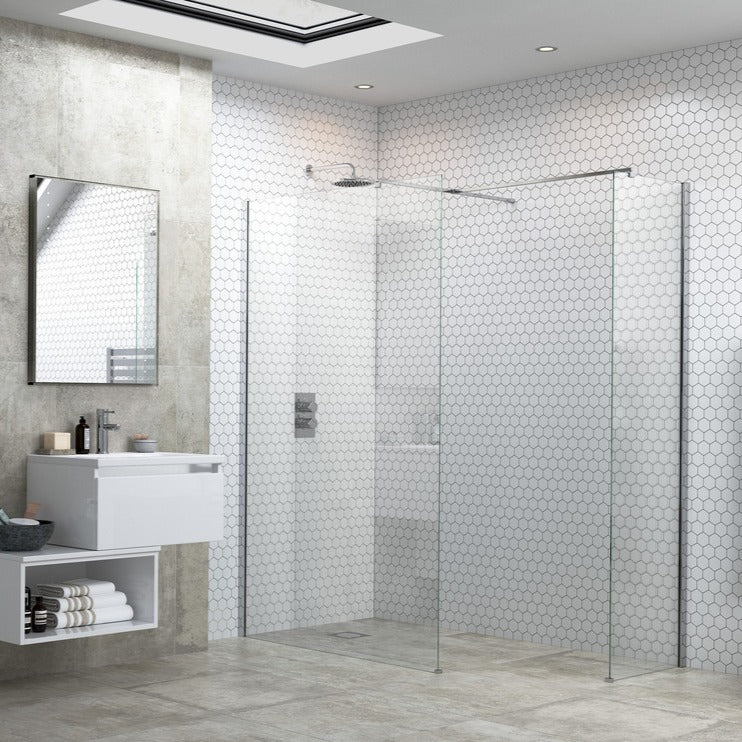 Nico 1000mm Wetroom Panel With 500mm Side Panel & Support Bar