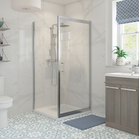 aria 900mm infold shower door 800mm side panel, Alessio, chrome, Pivot Shower Doors, Shower Enclosures, Square Shower Enclosures, 1