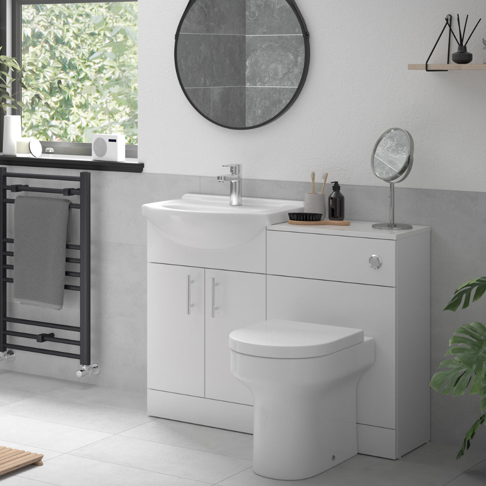 Benito 1155mm White Gloss Combination Toilet and Vanity Unit
