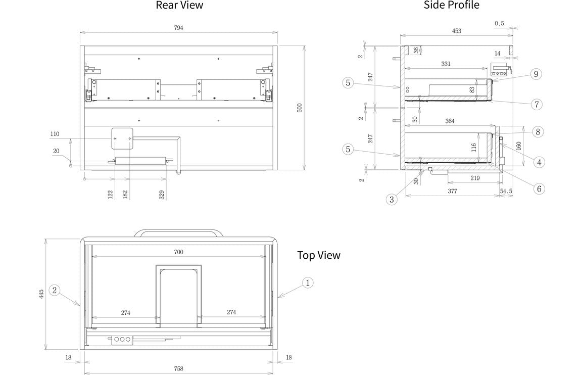 Bianca 810mm 2 Drawer Wall Unit & Basin - White Gloss