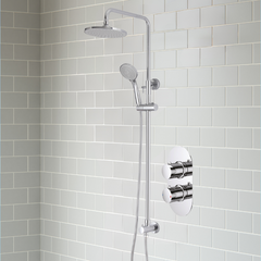 Carlo Round Shower Pack Two Outlet With Riser & Overhead Kit