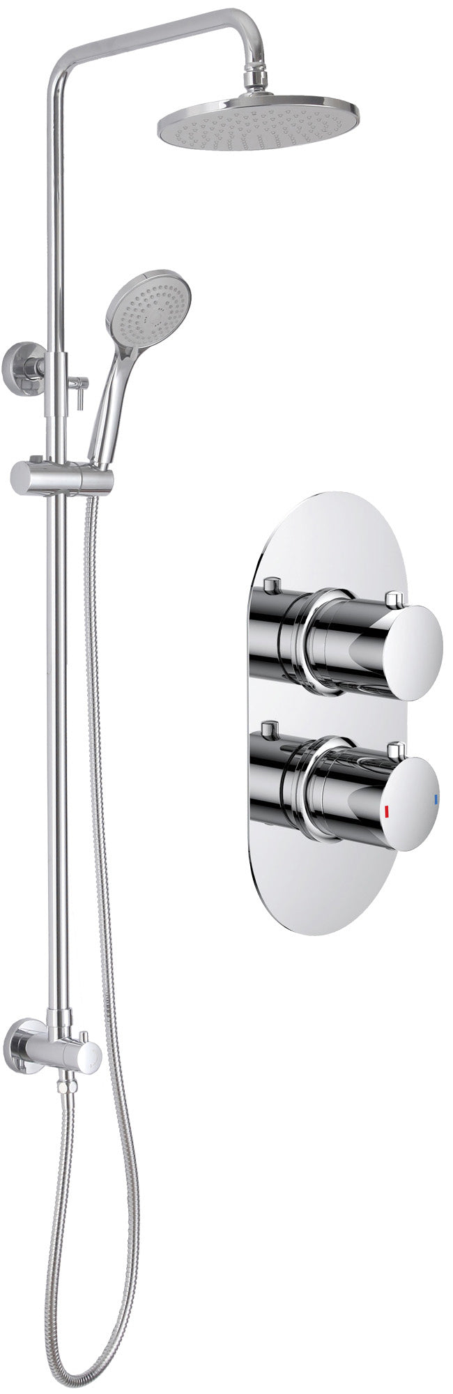 Carlo Round Shower Pack Two Outlet With Riser & Overhead Kit