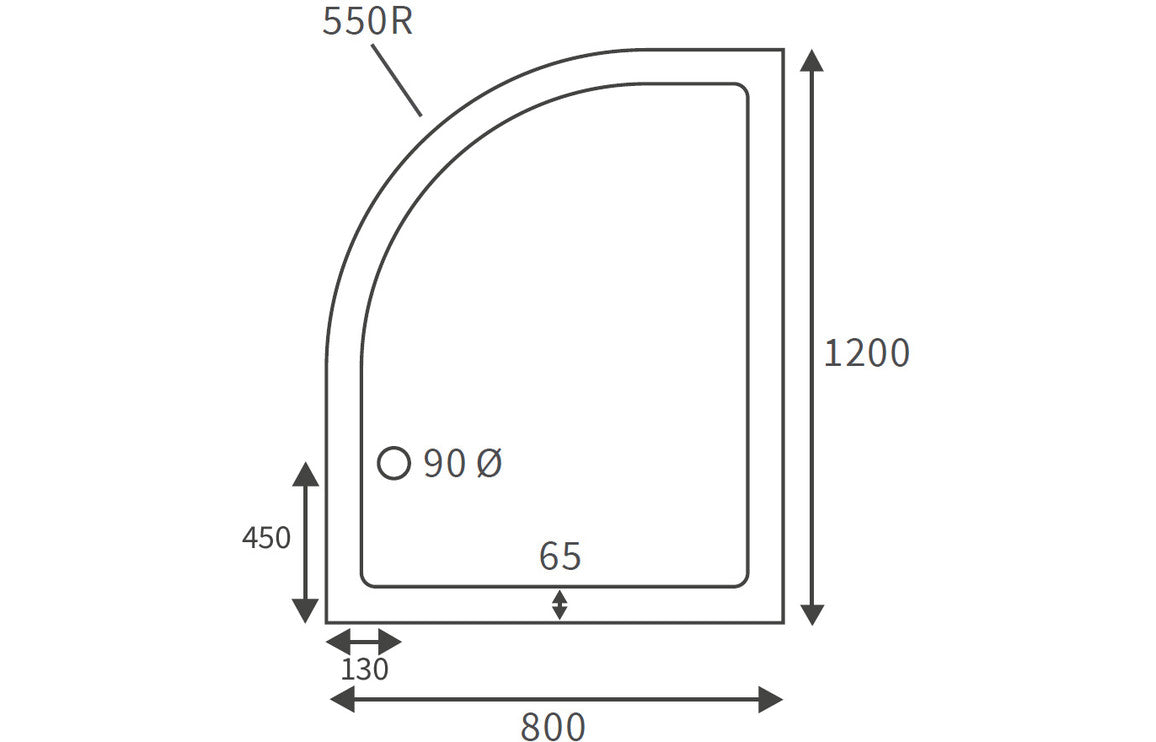 45mm Deluxe 1200x800mm Offset Quadrant Tray & Waste - Left Hand