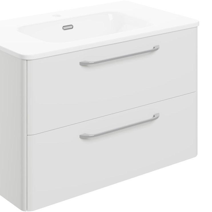 Bianca 810mm 2 Drawer Wall Unit & Basin - White Gloss