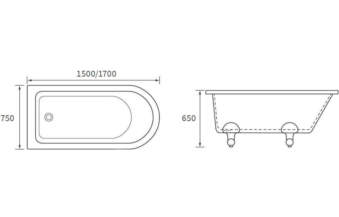 alfredo freestanding corner bath 1700x750x650mm, Baths, Free Standing Baths, Alessio, 5