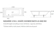 lucio l shape shower bath pack 1700x850x560mm rh, Baths, Shower Baths, Alessio, 3