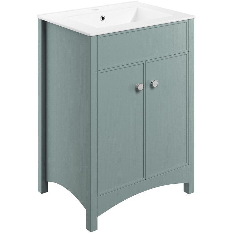 Alma 610mm Basin Unit w/Basin - Sea Green Ash