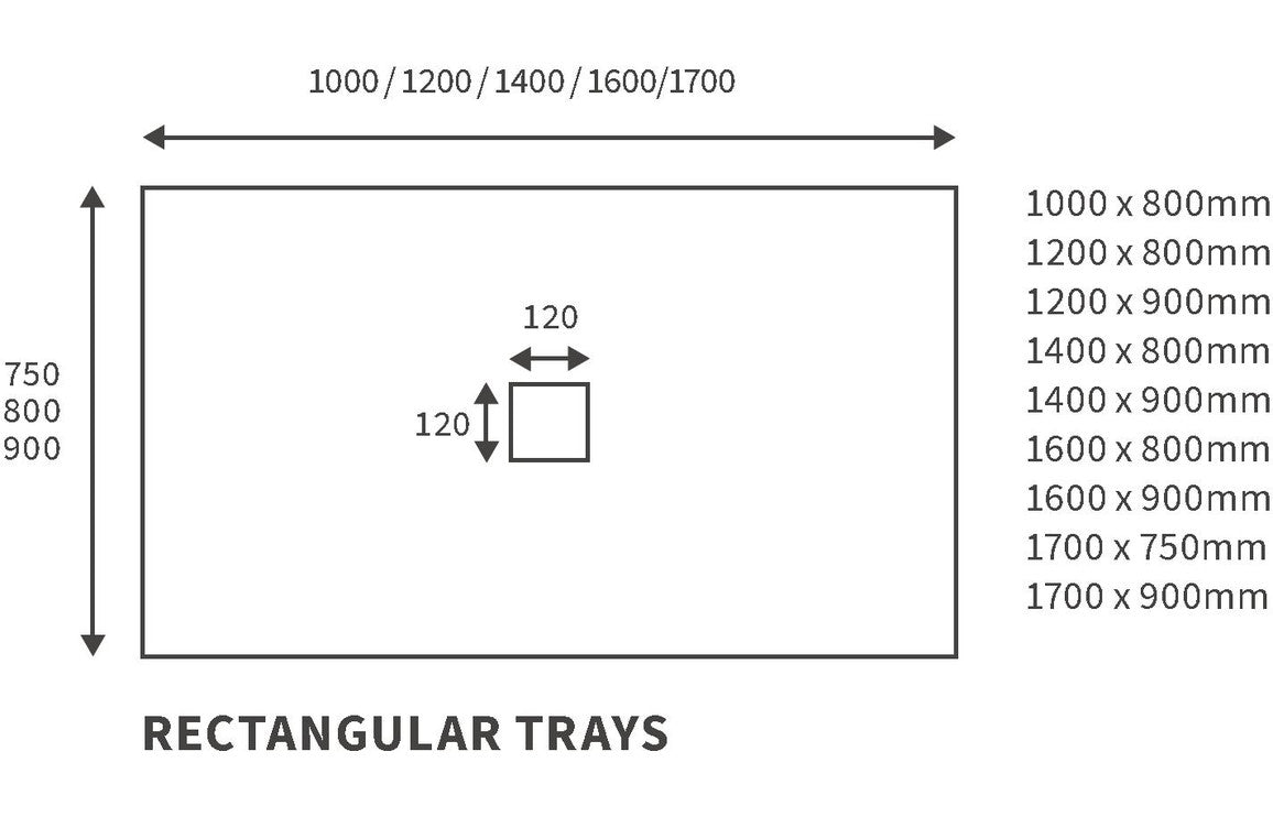 25mm 1400x800mm Slate Effect Ultra-Slim Rectangular Shower Tray & Waste