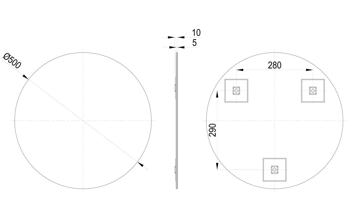 Sleek 500mm Round Mirror