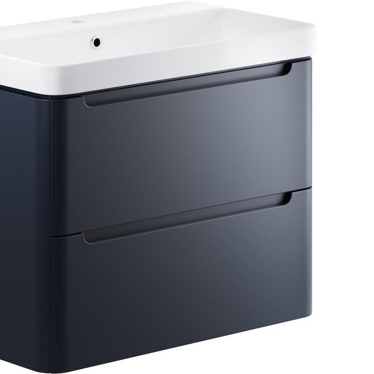 Calvino 800mm 2 Drawer Wall Hung Basin Unit - Matt Indigo