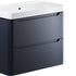 calvino 800mm 2 drawer wall hung basin unit matt indigo, Alessio, Wall Hung Vanity Unit, 5