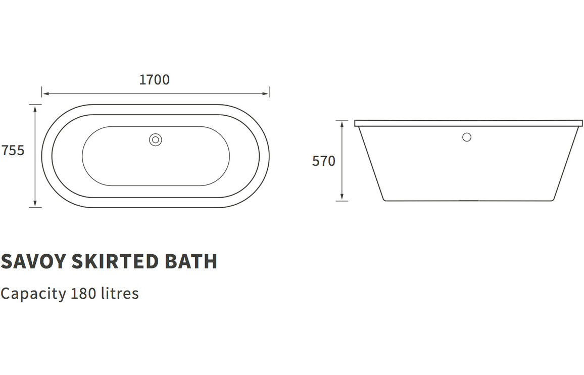 Mona Freestanding Bath 1700x755x570mm