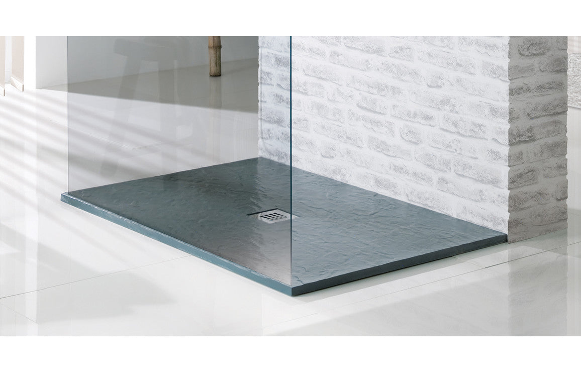 25mm 1200x800mm Slate Effect Ultra-Slim Rectangular Shower Tray & Waste