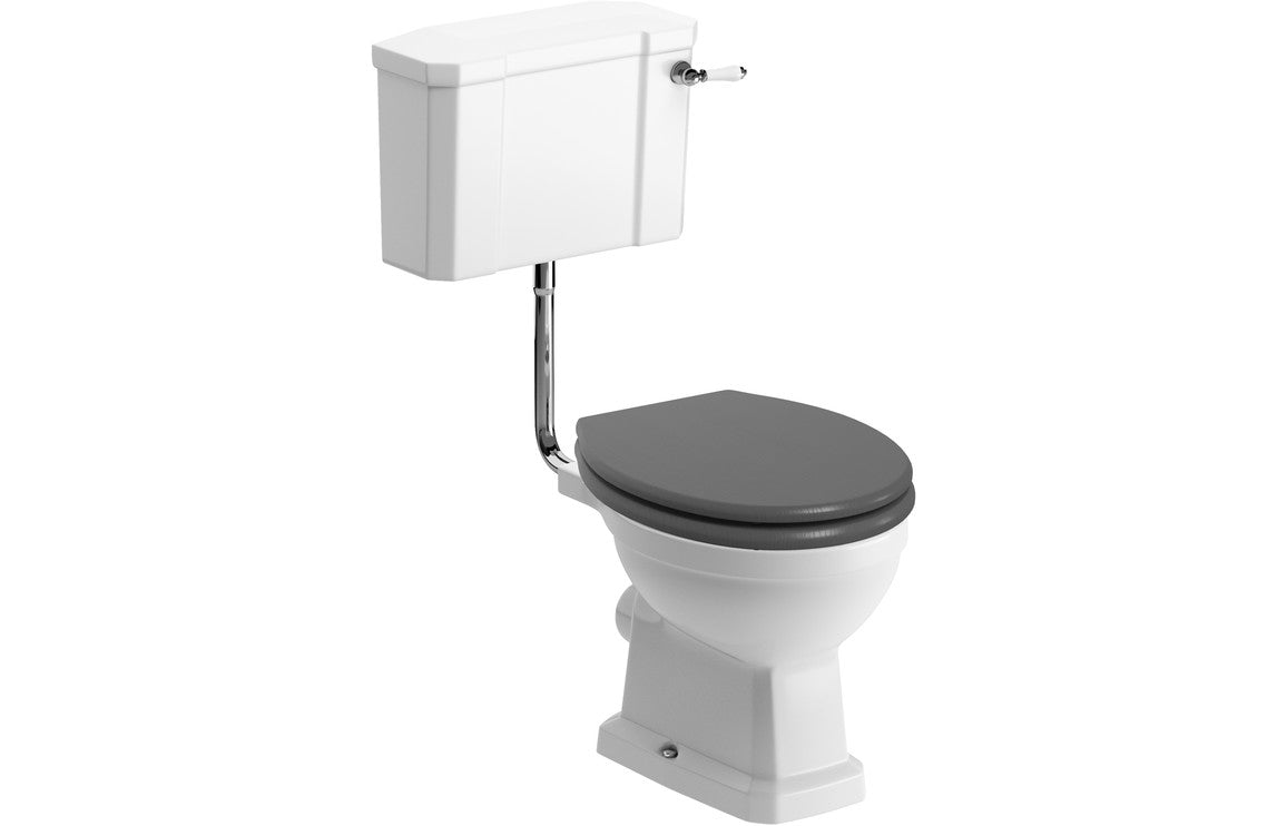 Florence Low Level WC & Benita Grey Ash Soft Close Toilet Seat