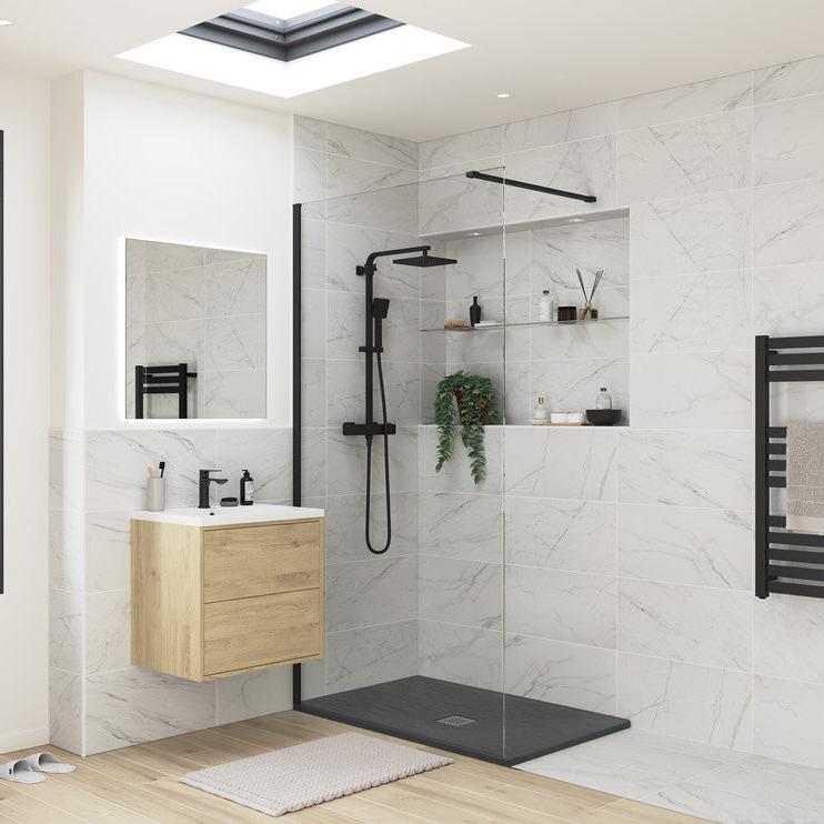 25mm 1000x800mm slate effect ultra slim rectangular shower tray waste, Alessio, grey, Rectangular Trays, Shower Trays, Slate Shower Trays, 3