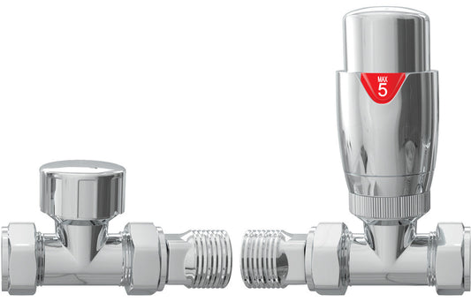 Straight Thermostatic Radiator Valve Pack (Pairs) - Chrome