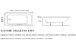 lucio square single ended bath 1800x800x550mm, Baths, Straight Baths, Alessio, 3