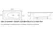 ludo p shape shower bath pack 1700x850x560mm rh, Baths, Shower Baths, Alessio, 3