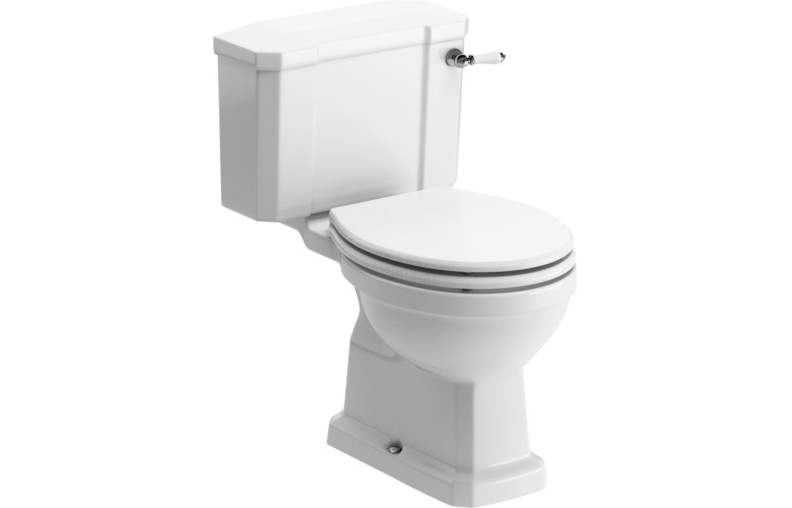Florence Close Couple WC & Lucia Satin White Wood Effect Toilet Seat