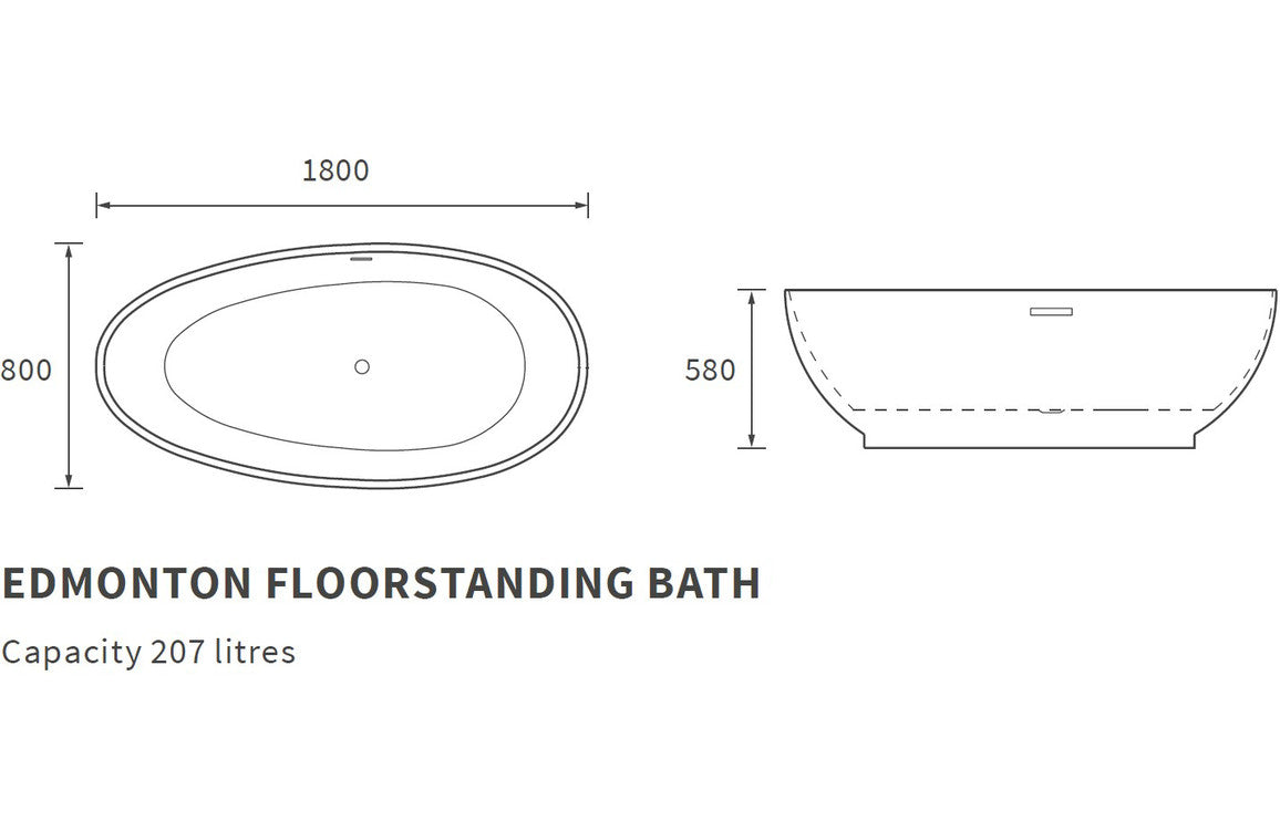 Andrea Freestanding Bath 1800x800x580mm