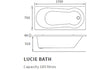 cosimo keyhole bath 1700x750x550mm, Baths, Straight Baths, Alessio, 4