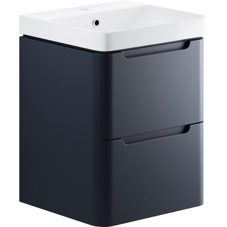 Calvino 500mm 2 Drawer Wall Hung Basin Unit - Matt Indigo