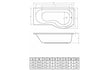 p shape single end 1700x700 850x410mm bath only rh, Baths, Shower Baths, Alessio, 2