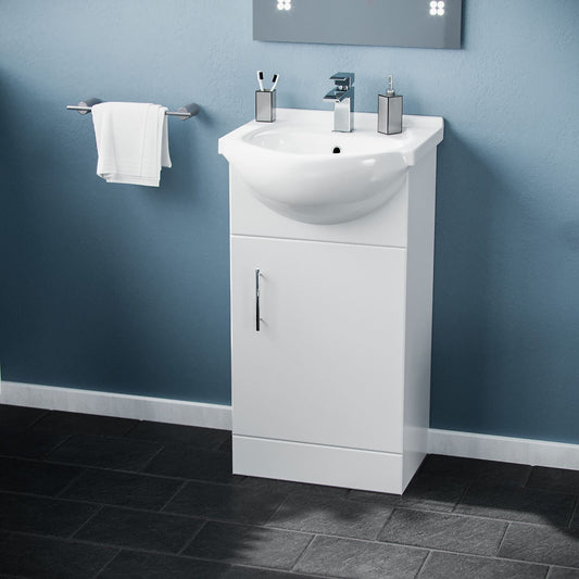 benito 450mm basin unit basin white gloss, Alessio, Sink Vanity Unit, Basin Unit, 1